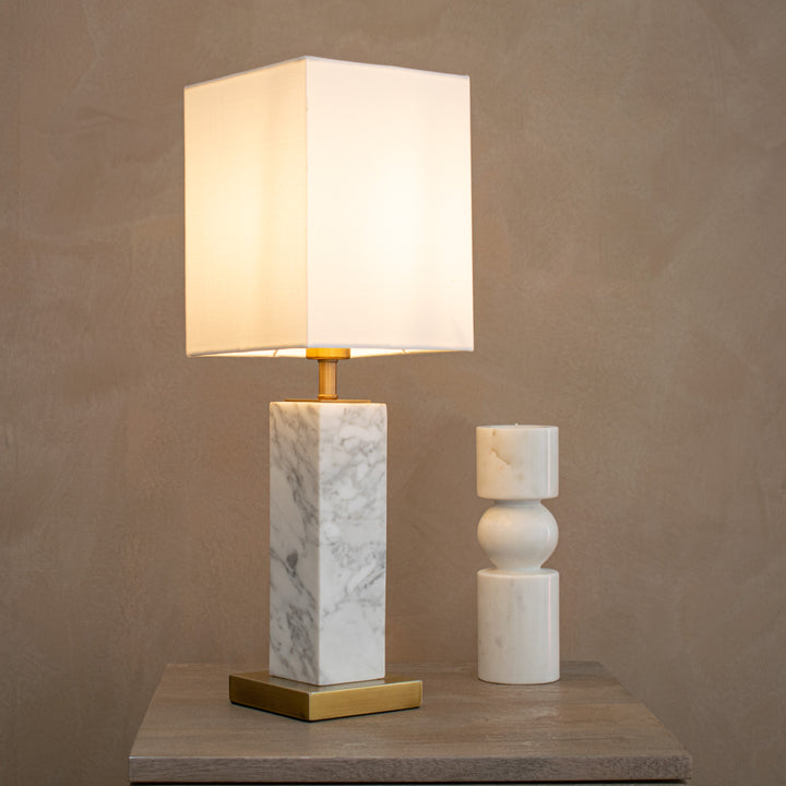 Micaela Marble Table Lamp - White