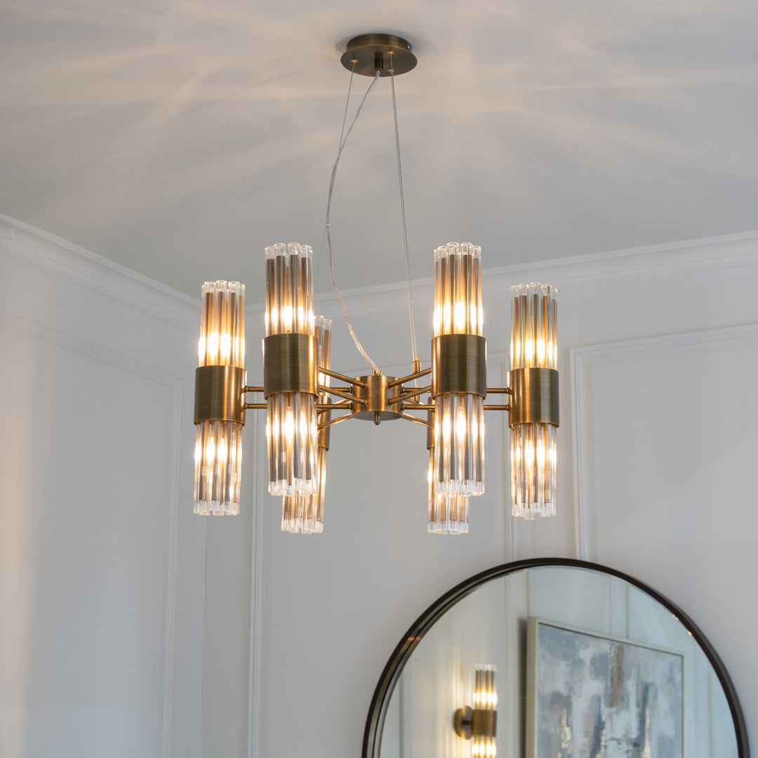 Colmar 6 Arm Chandelier - Antique Brass
