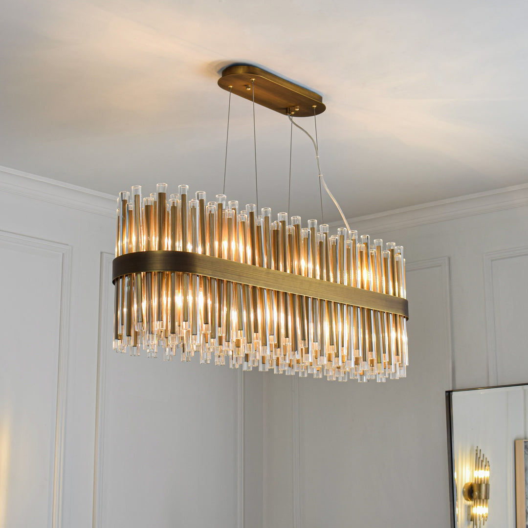 Colmar Long Chandelier - Antique Brass