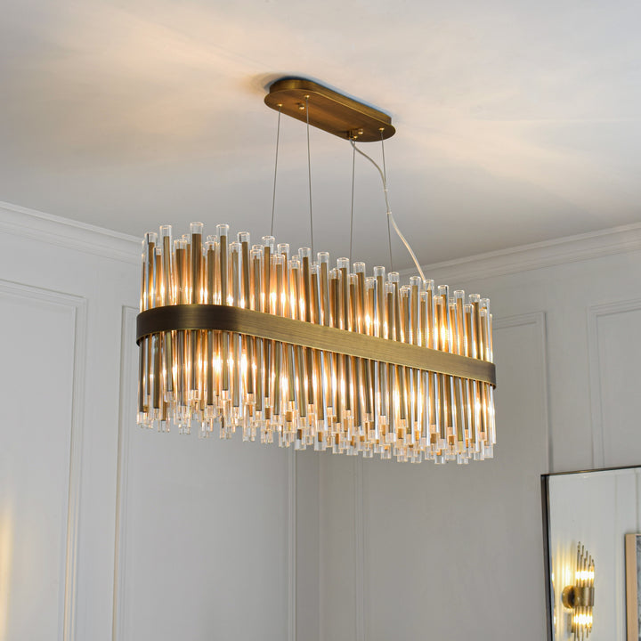 Colmar Long Chandelier - Antique Brass