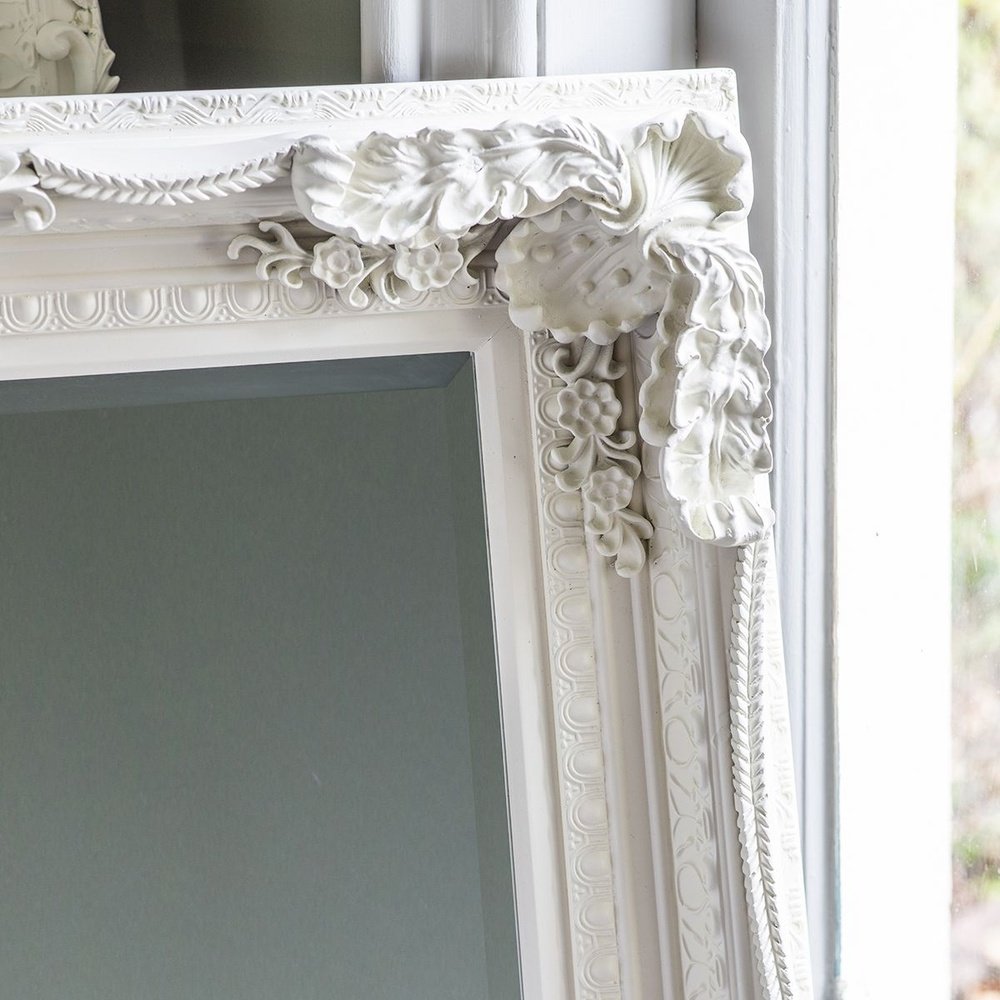 Gallery Interiors Carved Louis Leaner Mirror in Cream
