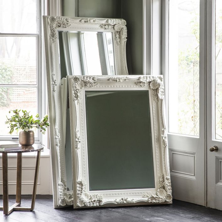 Gallery Interiors Carved Louis Mirror Cream