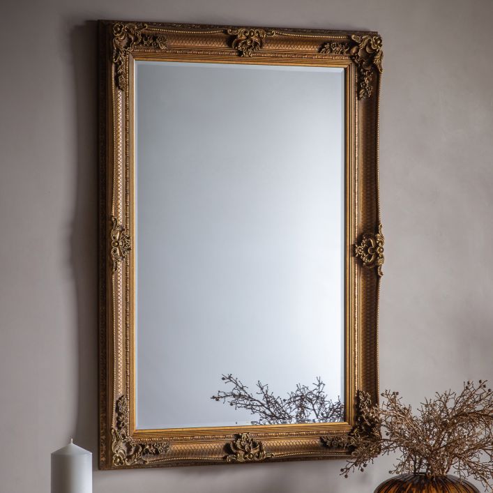 Gallery Interiors Abbey Rectangle Mirror in Gold