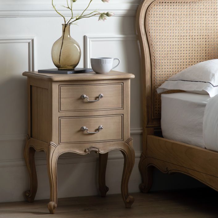 Gallery Interiors Chic Bedside Table in Weathered Wood