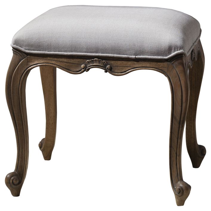 Gallery Interiors Chic Dressing Stool in Weathered Wood