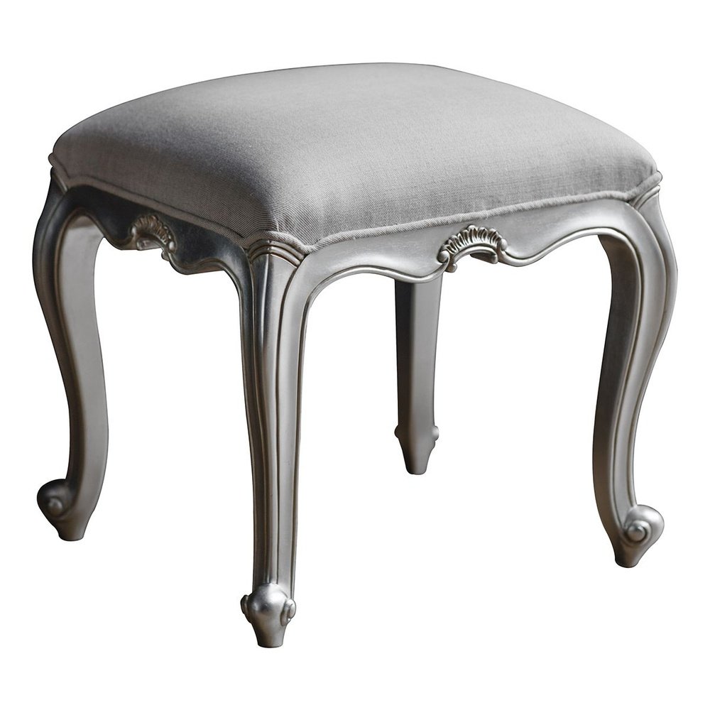 Gallery Interiors Chic Dressing Stool in Silver