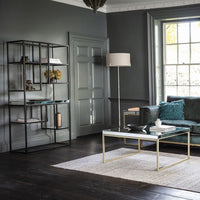 Gallery Interiors Pippard Mirrored Top Coffee Table in Champagne