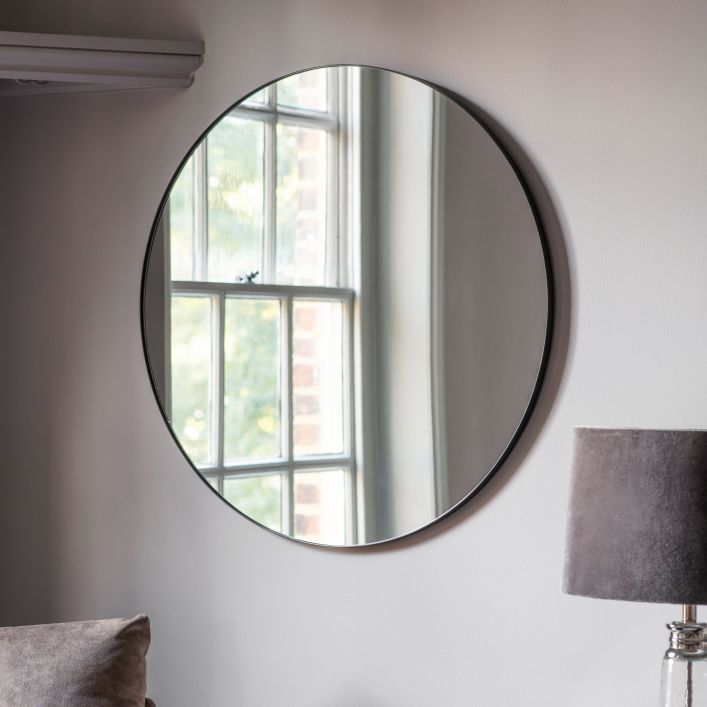 Gallery Interiors Bowie Round Mirror in Black