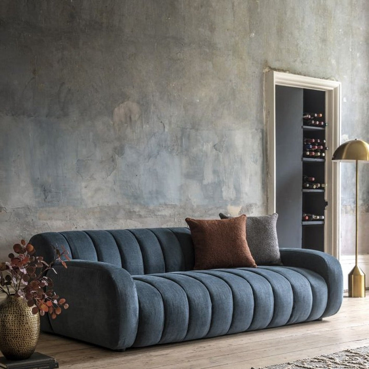 Gallery Interiors Cresta 3 Seater Sofa in Dusty Blue