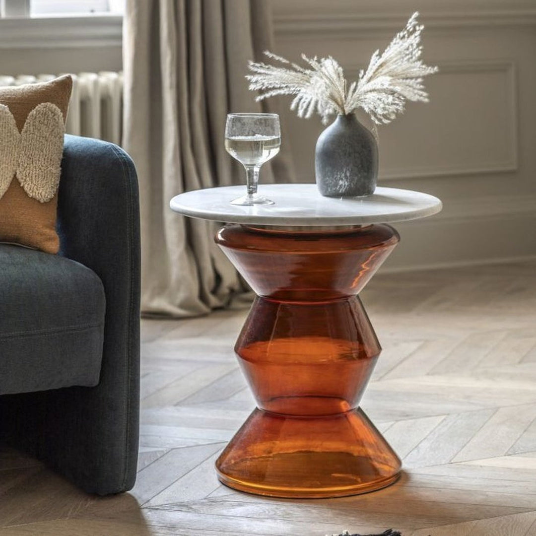 Tuscany Marble Top Round Side Table - Orange GalleryDirect 3