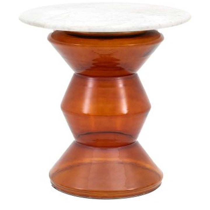 Tuscany Marble Top Round Side Table - Orange GalleryDirect 1