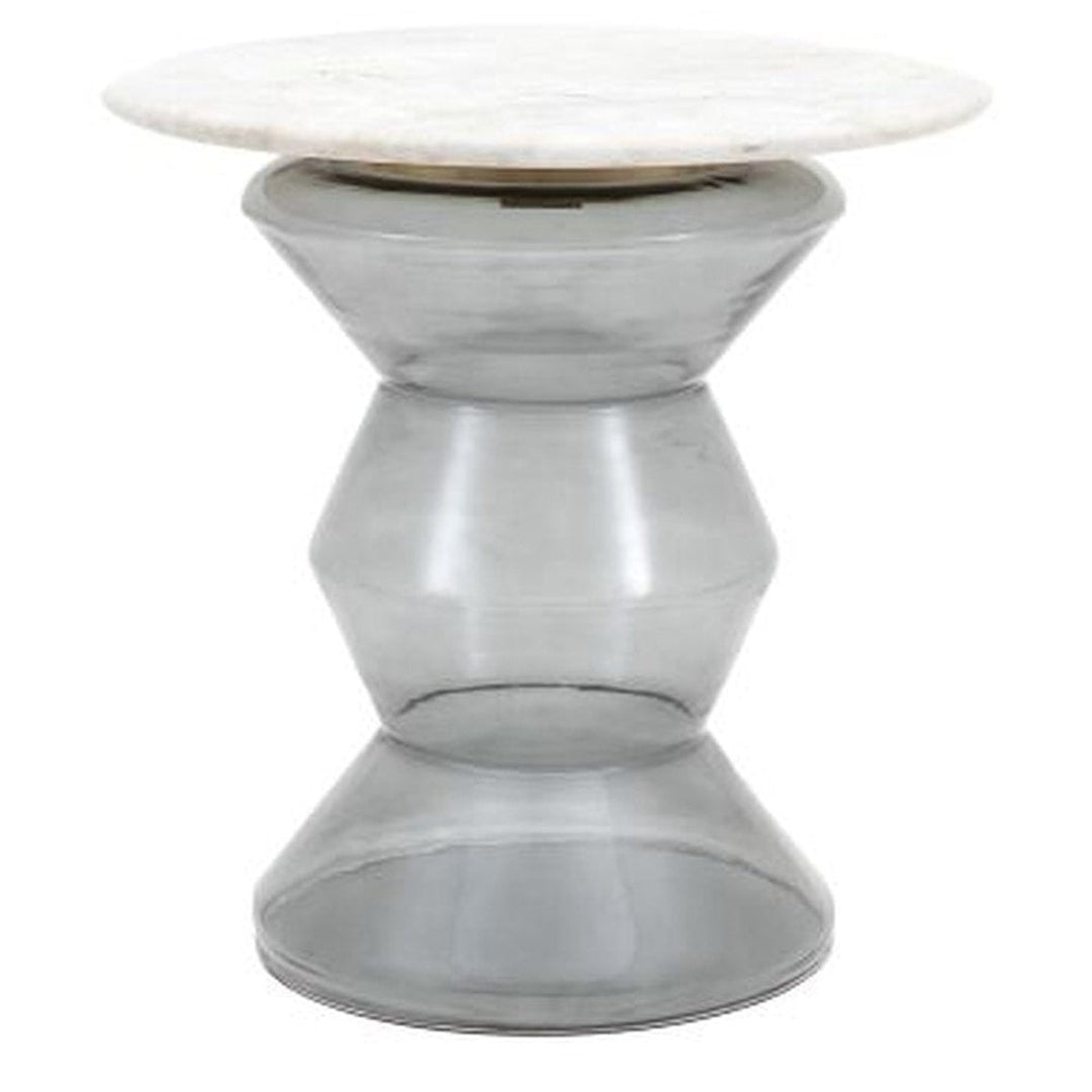 Tuscany Marble Top Round Side Table - Clear GalleryDirect 1