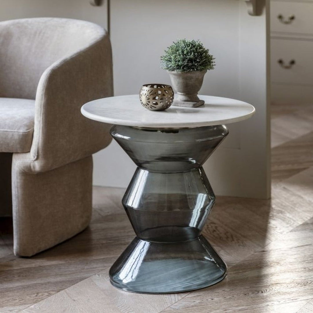 Tuscany Marble Top Round Side Table - Clear GalleryDirect 2