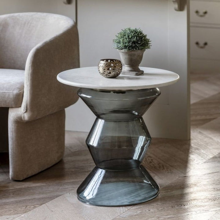 Tuscany Marble Top Round Side Table - Clear GalleryDirect 2