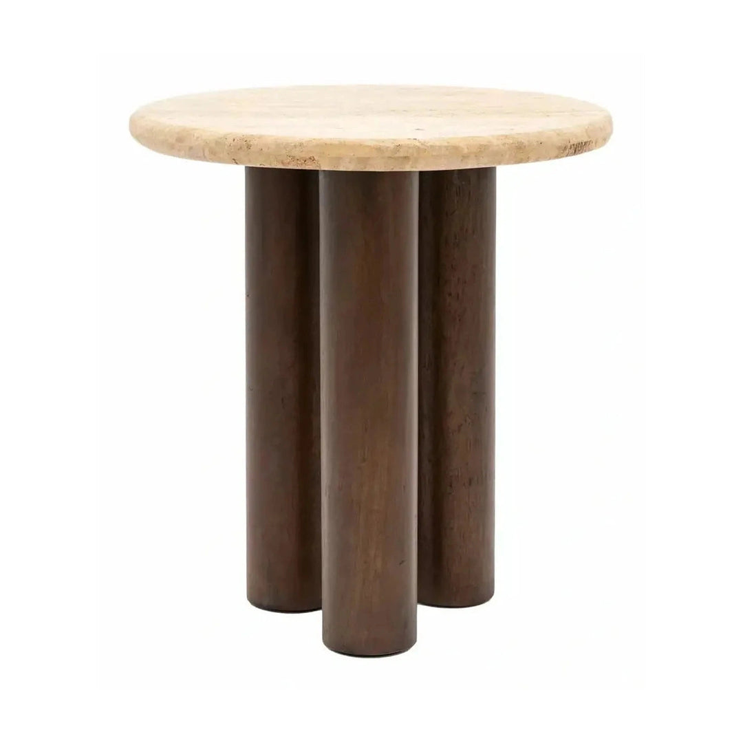Aldridge Round Side Table - Travertine Top GalleryDirect 5