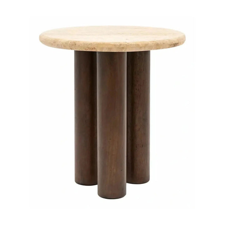 Aldridge Round Side Table - Travertine Top GalleryDirect 5