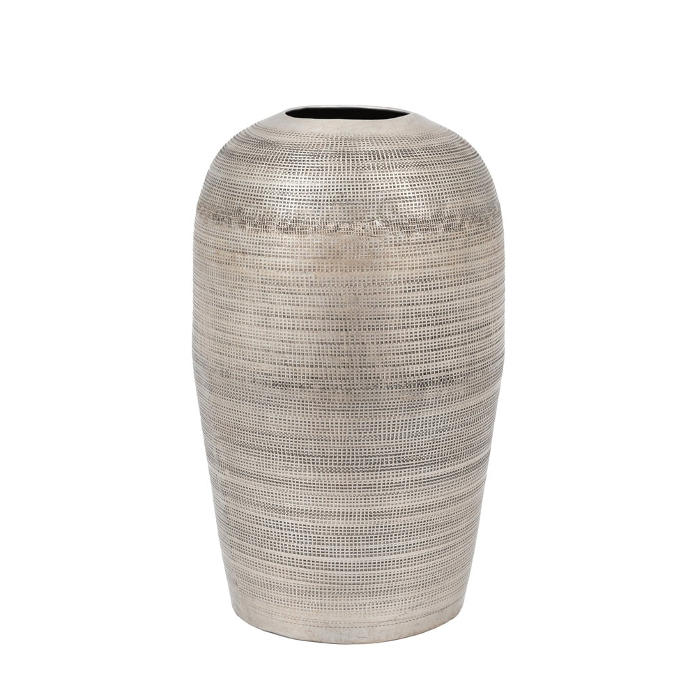 Zahara Hammered Metal Vase - Antique Silver GalleryDirect 1