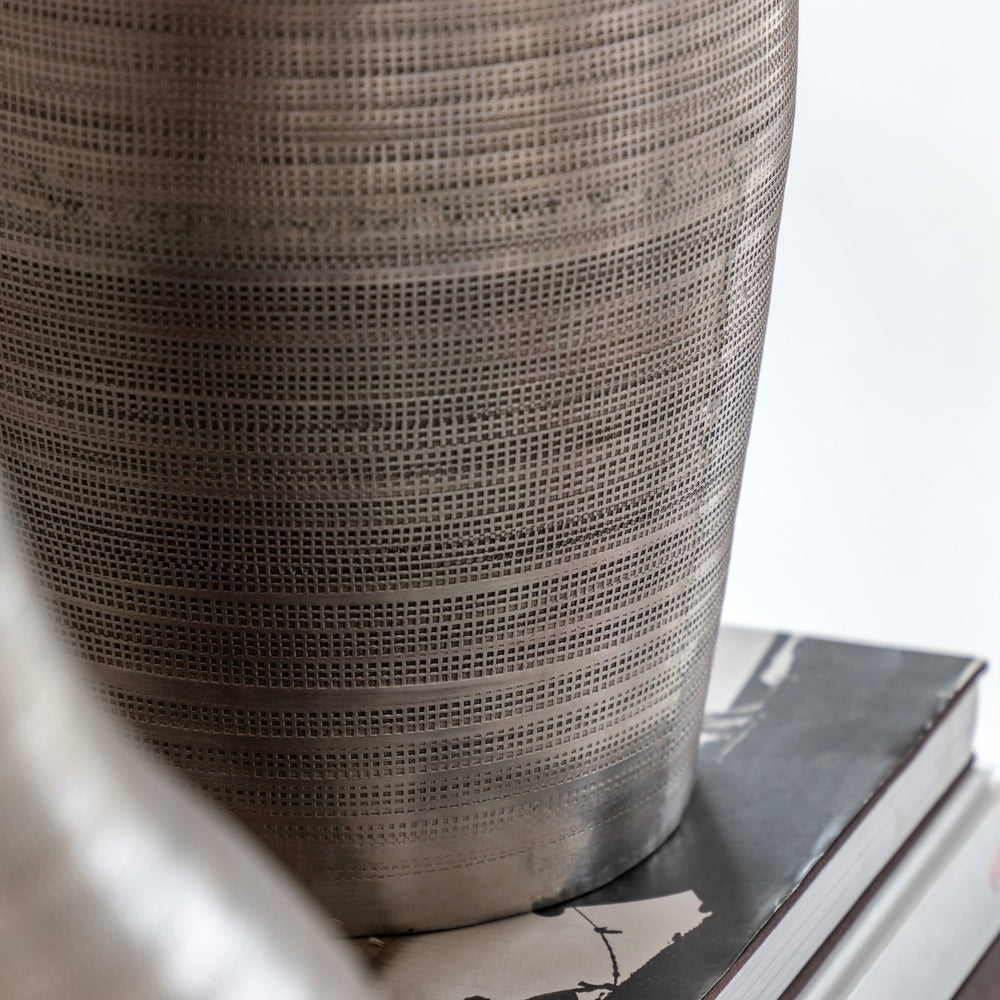 Zahara Hammered Metal Vase - Antique Silver GalleryDirect 3