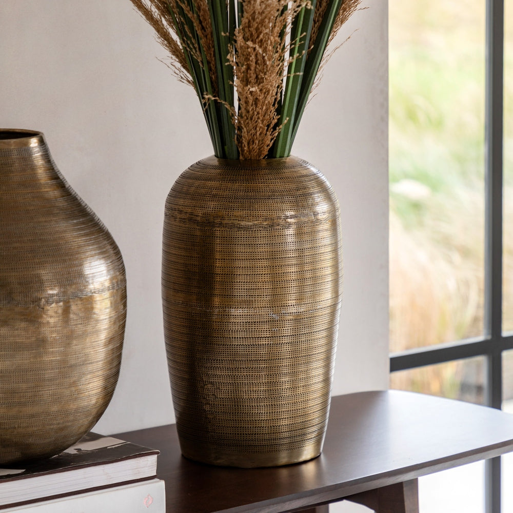 Zahara Hammered Metal Vase - Antique Brass GalleryDirect 2