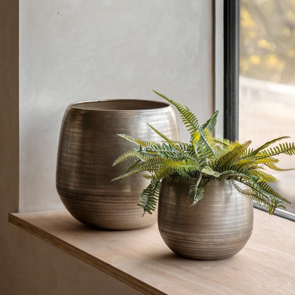 Chatai Set of 2 Planters - Antique Silver GalleryDirect 2