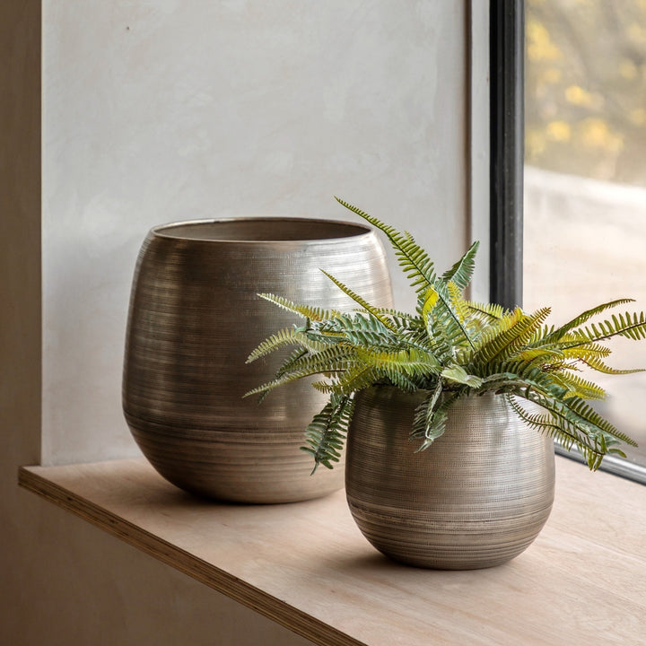 Chatai Set of 2 Planters - Antique Silver GalleryDirect 2