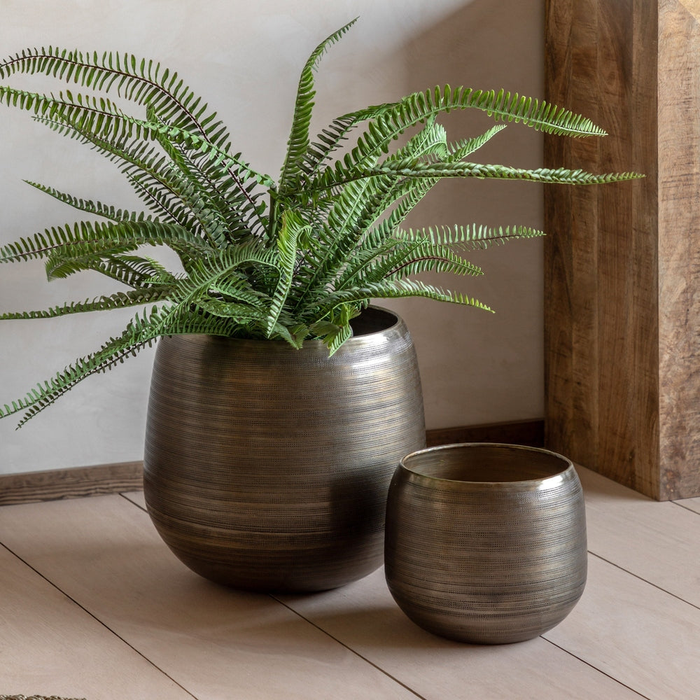 Chatai Set of 2 Planters - Antique Brass GalleryDirect 2