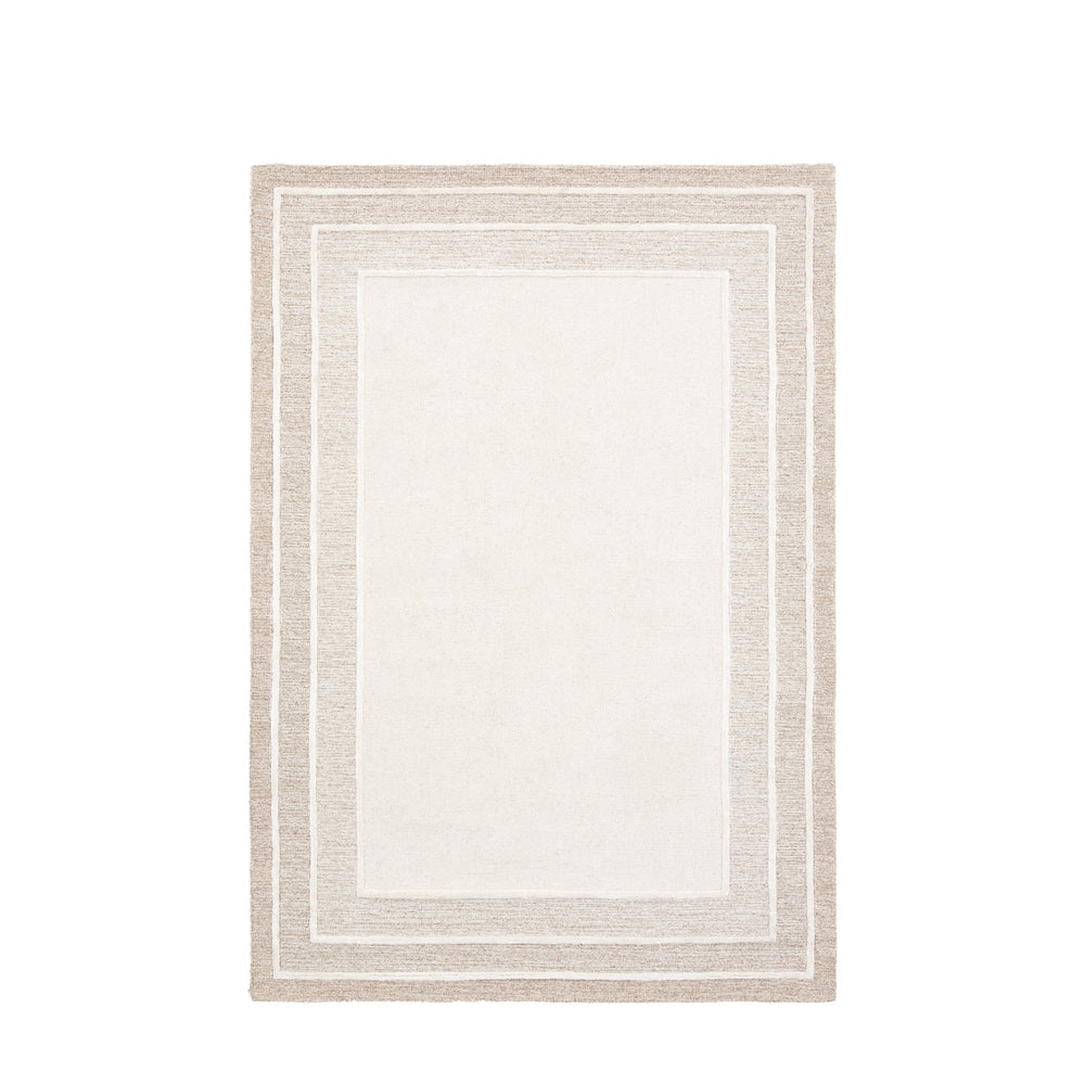 Ithaca Tonal Border Rug 120x180cm - Beige GalleryDirect 1