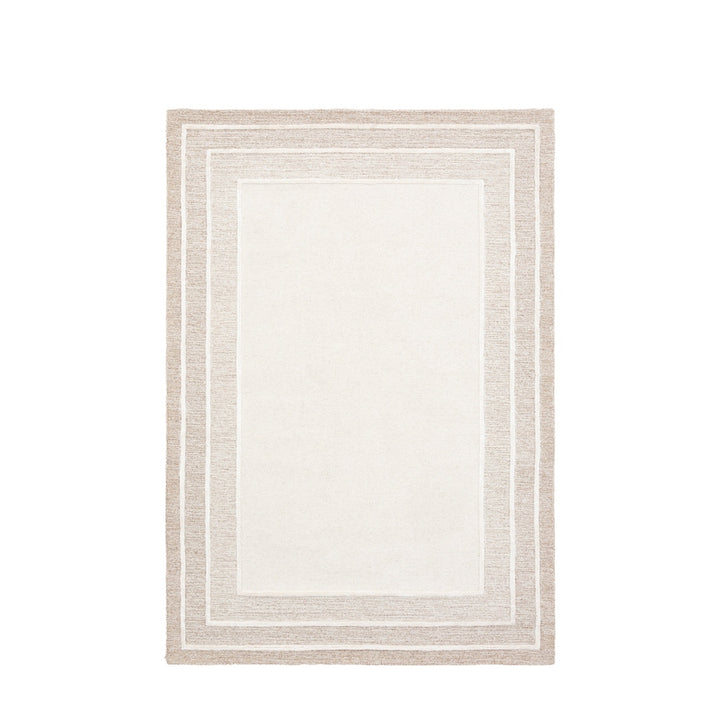 Ithaca Tonal Border Rug 120x180cm - Beige GalleryDirect 1