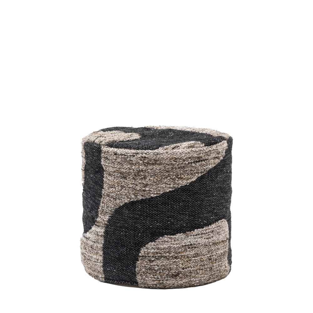 Bergen Mono Graphic Drum Pouffe - Black & Grey GalleryDirect 5