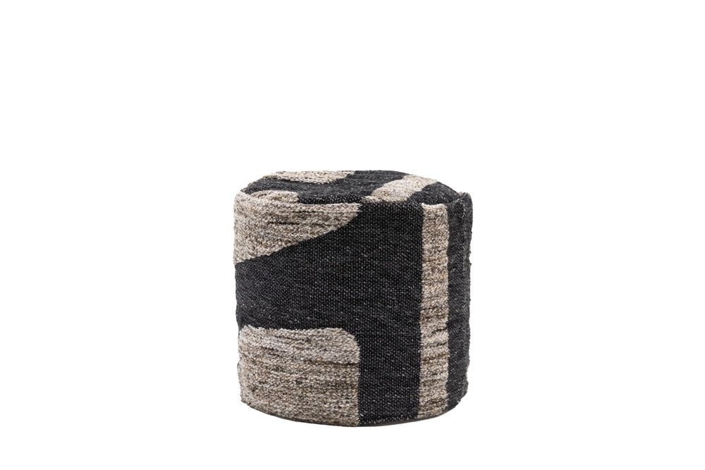 Bergen Mono Graphic Drum Pouffe - Black & Grey GalleryDirect 6