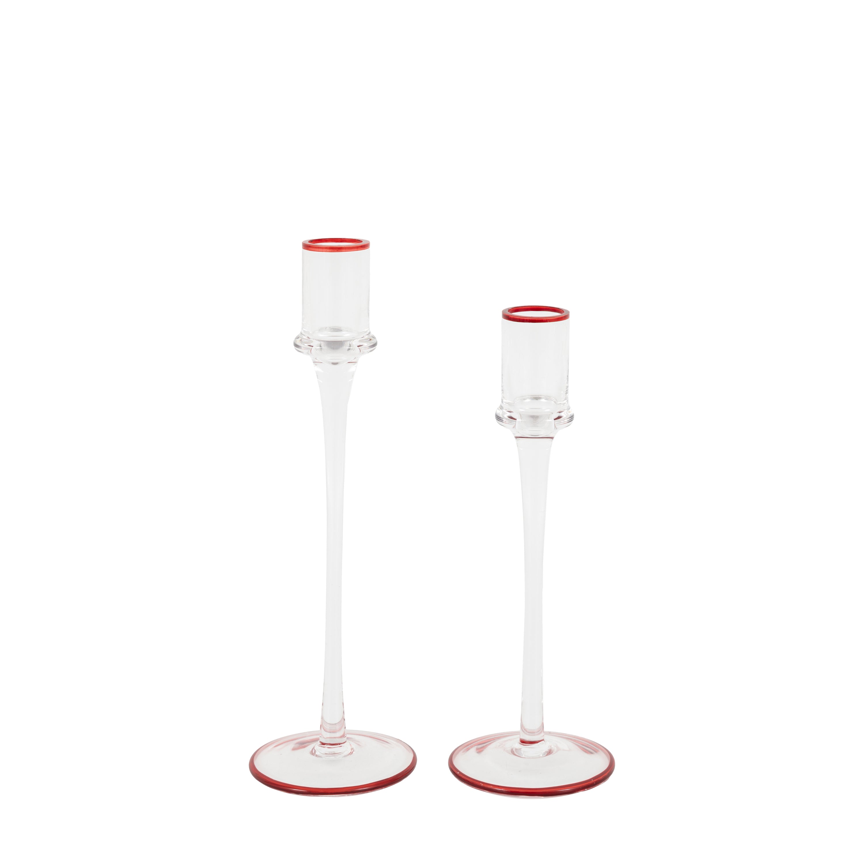 Red Rim Glass Candle Stick Set of 2 – Olivia's