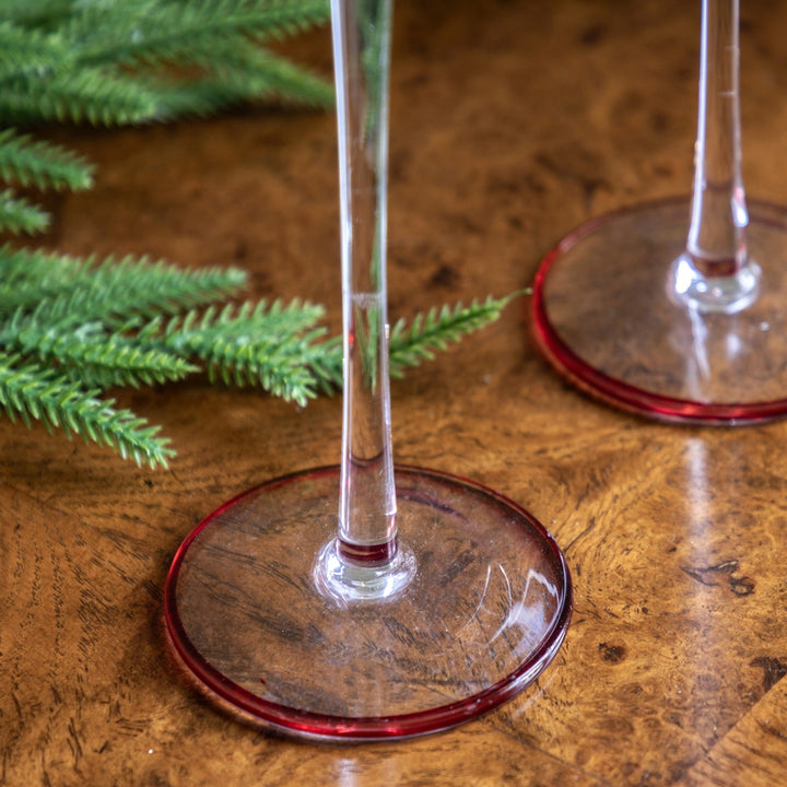 Red Rim Glass Candle Stick Set of 2 GalleryDirect 3