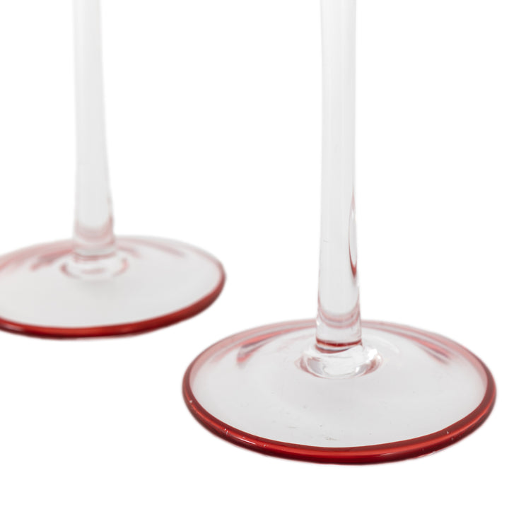 Red Rim Glass Candle Stick Set of 2 GalleryDirect 5