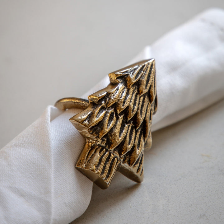 Christmas Tree Napkin Ring Set of 4 - Gold GalleryDirect 1