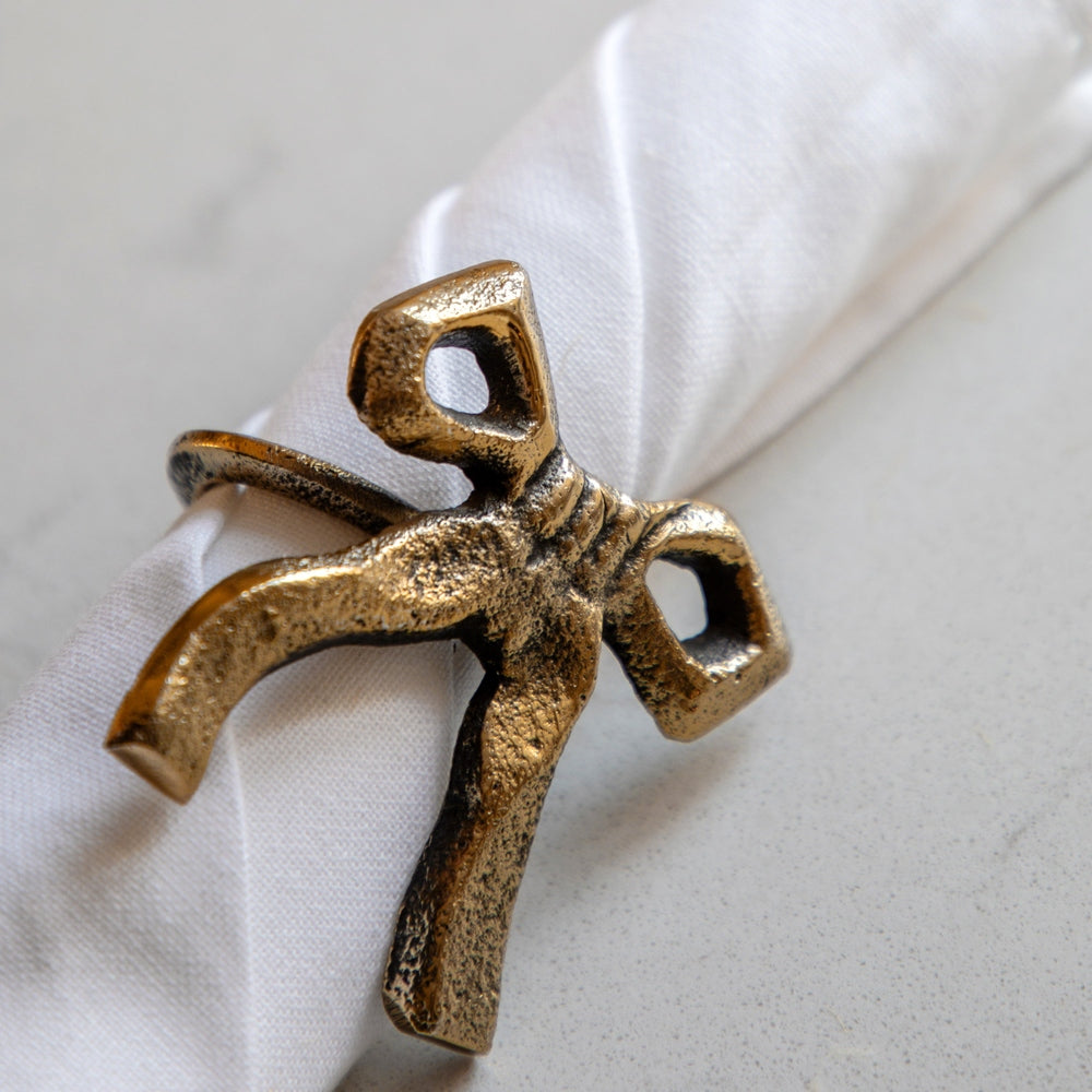 Bow Napkin Ring Set of 4 - Antique Gold GalleryDirect 1