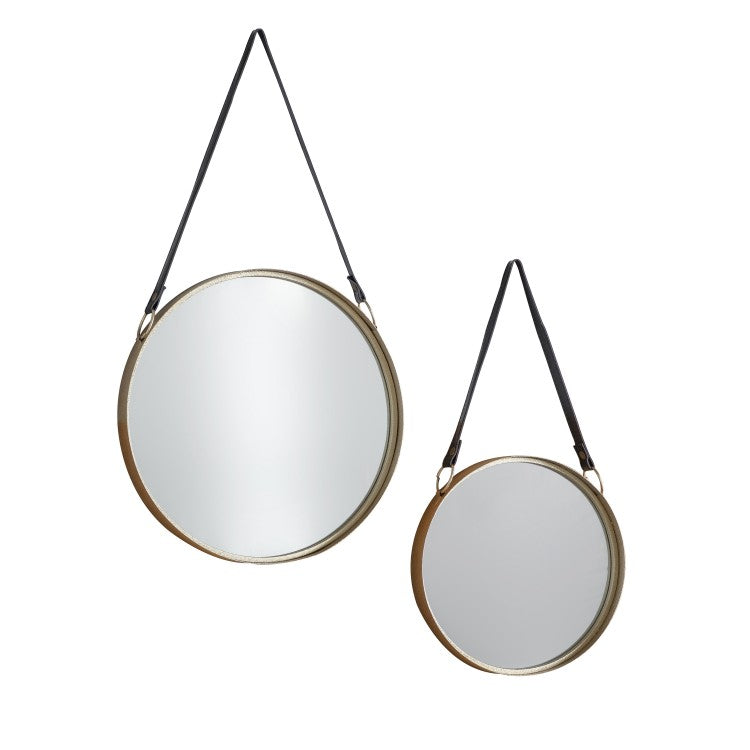 Gallery Interiors Set of 2 Marston with Leather Strap Mirrors