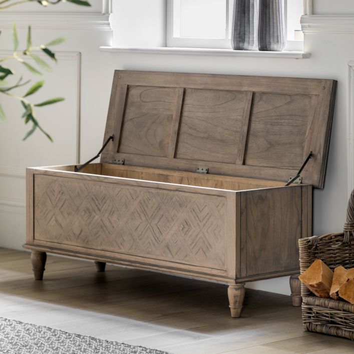 Gallery Interiors Mustique Hall Bench Chest in Natural