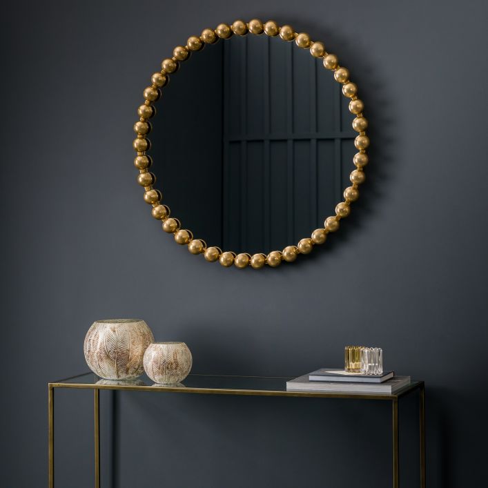 Gallery Interiors Selena Round Wall Mirror Gold