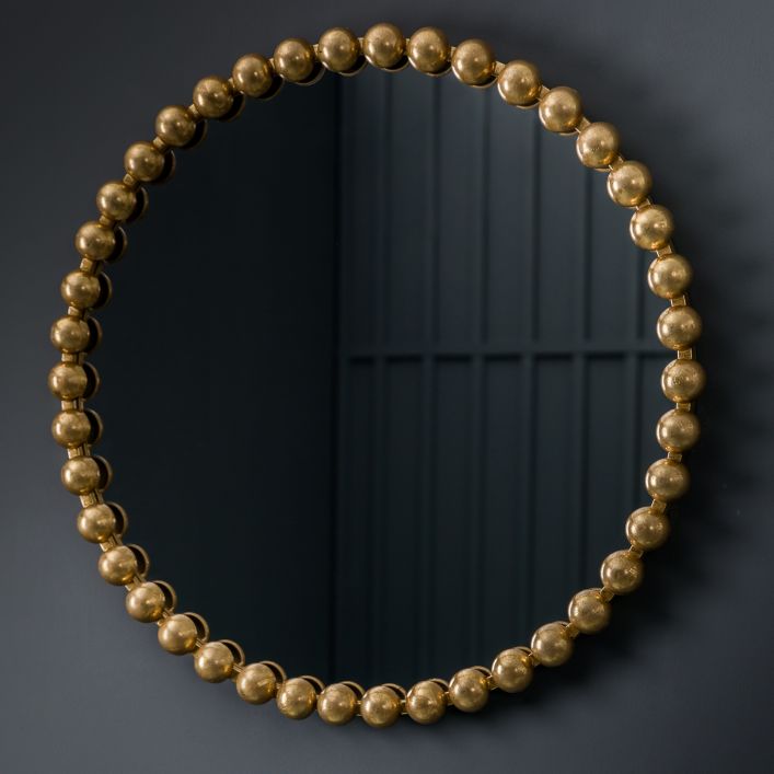 Gallery Interiors Selena Round Wall Mirror Gold