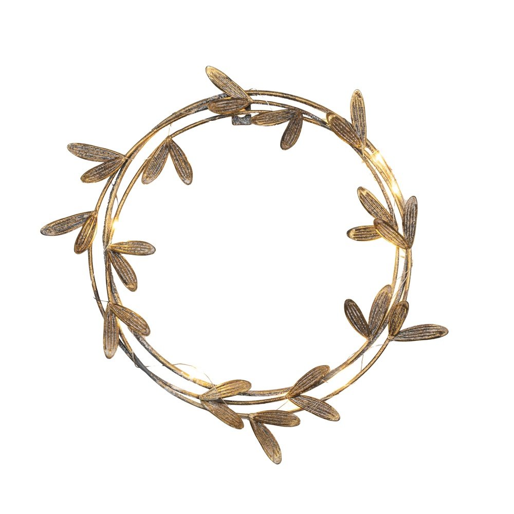 Gallery Interiors Mistletoe Wreath with LED in Gold