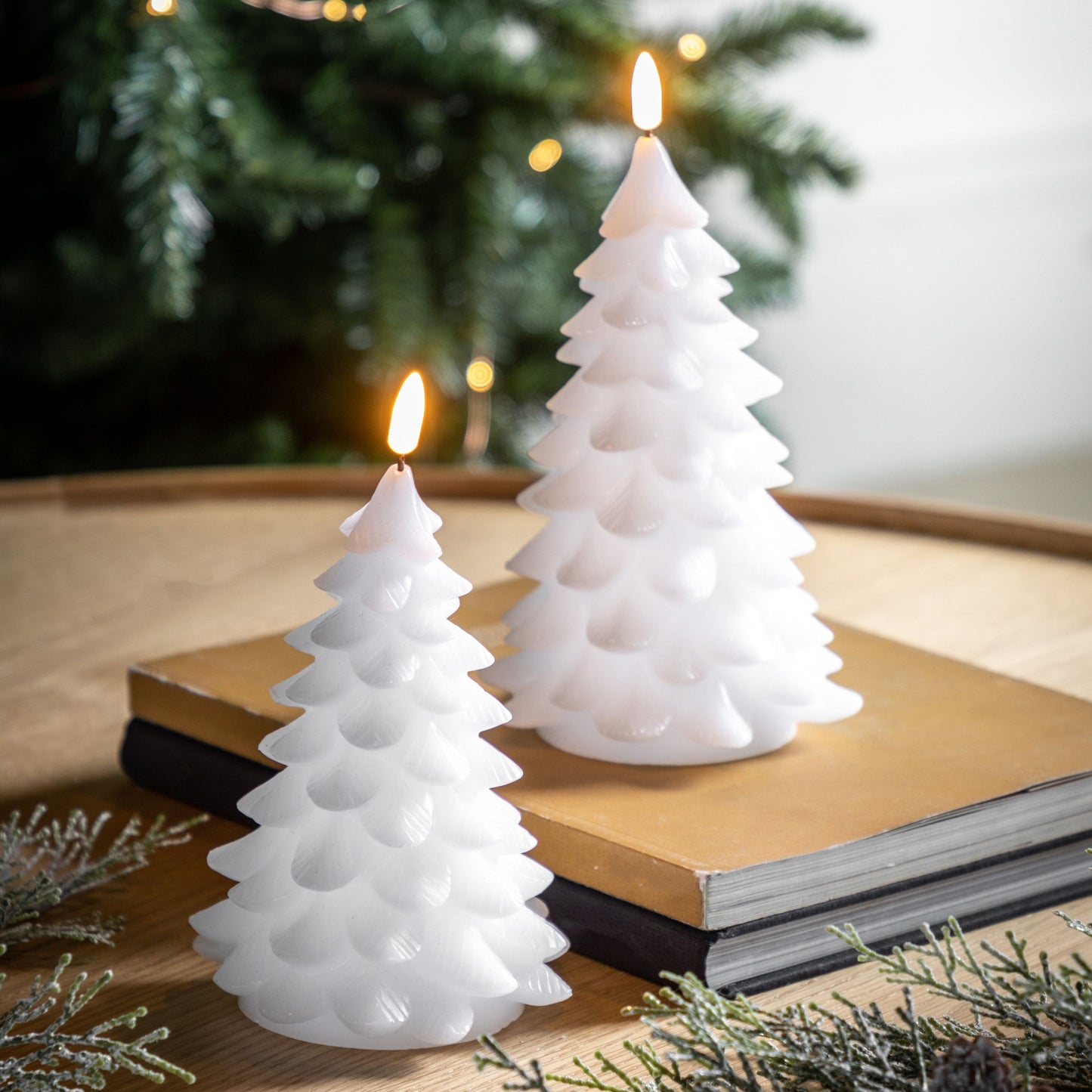 Gallery Interiors Set of 2 LED Xmas Tree Candles in White