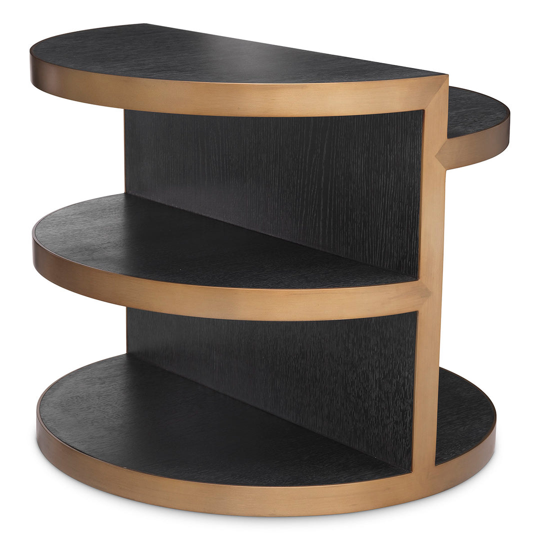 Nilo Charcoal Grey Oak Veneer Side Table - Brushed Brass