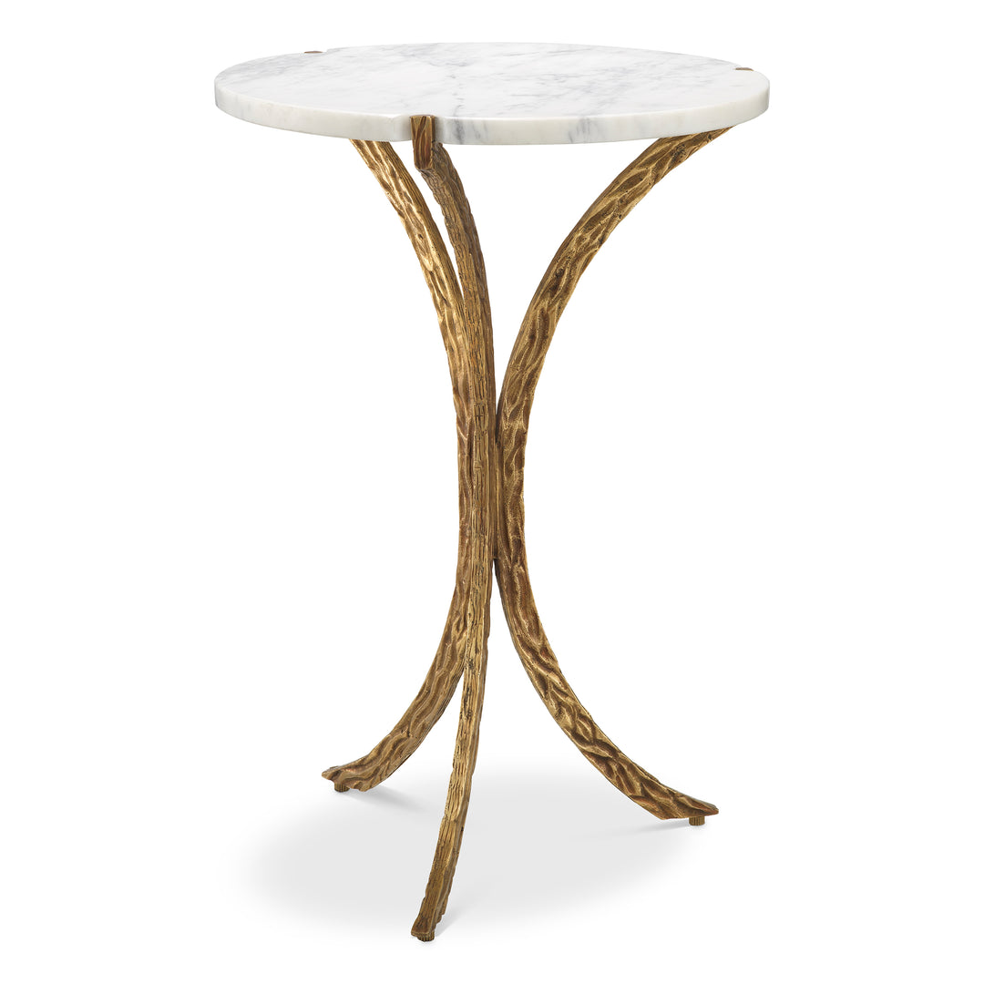 Emmeline White Marble Side Table - Vintage Brass