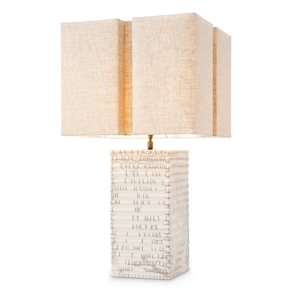 Division Raku Ceramic Crackled Table Lamp - White