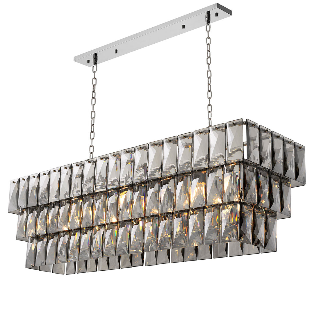 Amazone Rectangular Chandelier - Smoke Crystal Glass