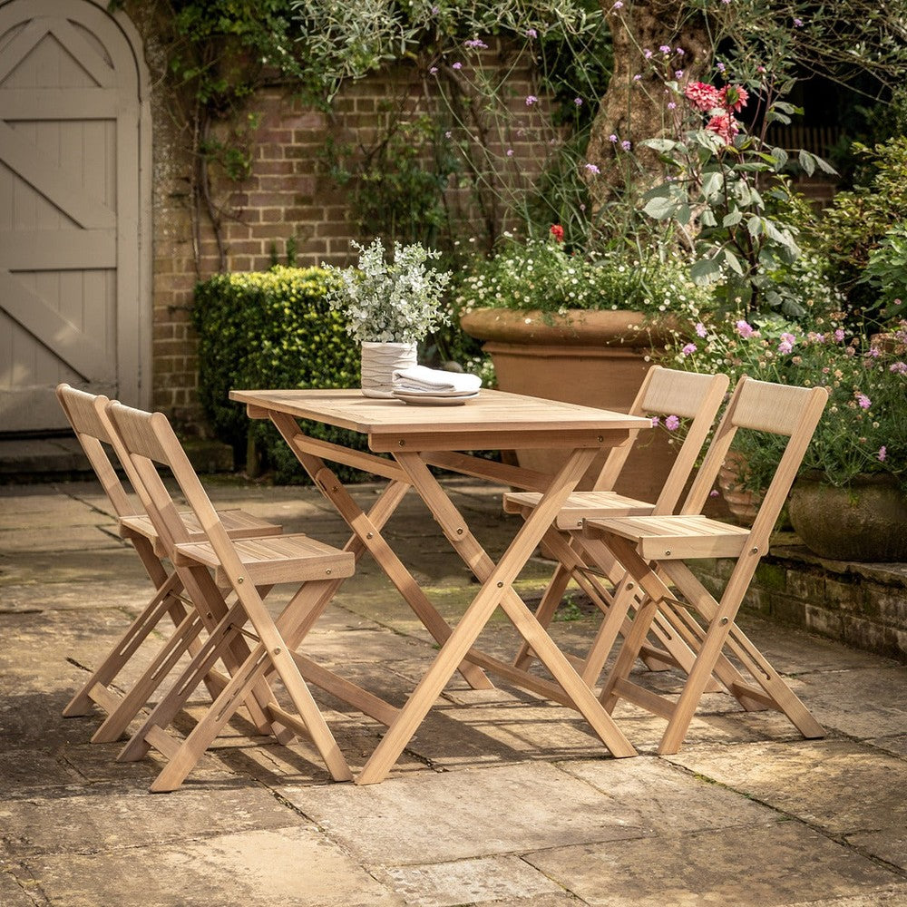Lindos Acacia Folding Dining Set - Natural GalleryDirect 2
