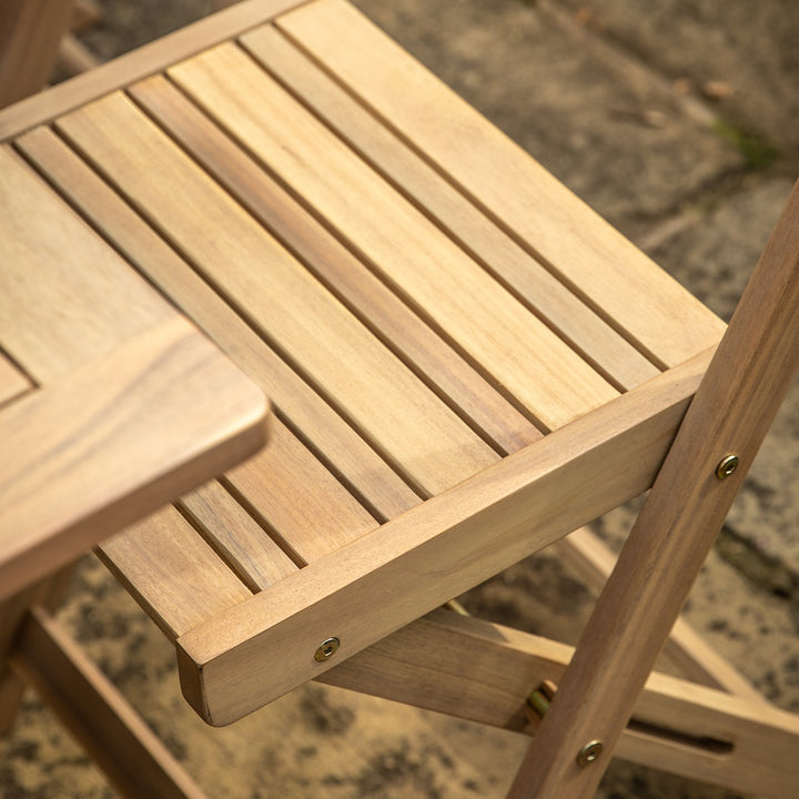 Lindos Acacia Folding Dining Set - Natural GalleryDirect 4