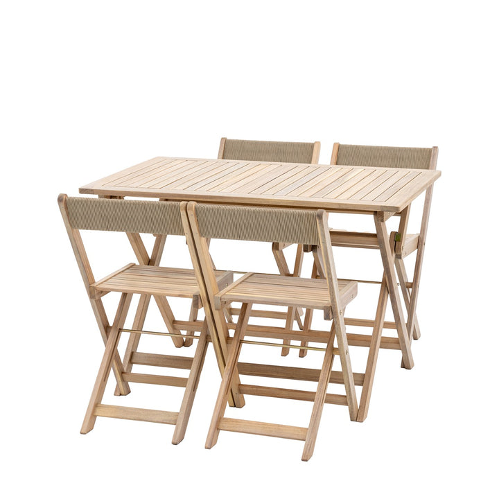 Lindos Acacia Folding Dining Set - Natural GalleryDirect 5