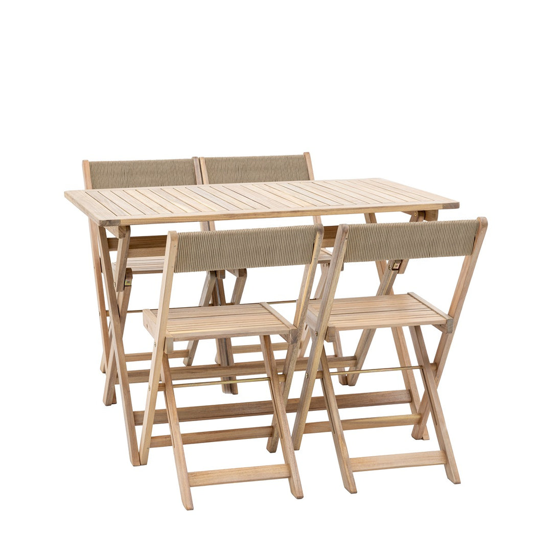 Lindos Acacia Folding Dining Set - Natural GalleryDirect 7