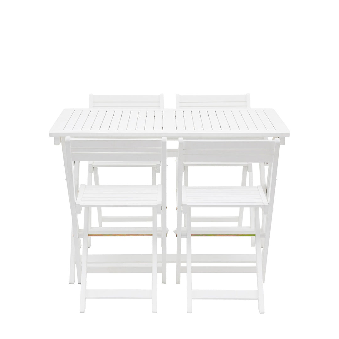 Lindos Acacia Folding Dining Set - White GalleryDirect 1